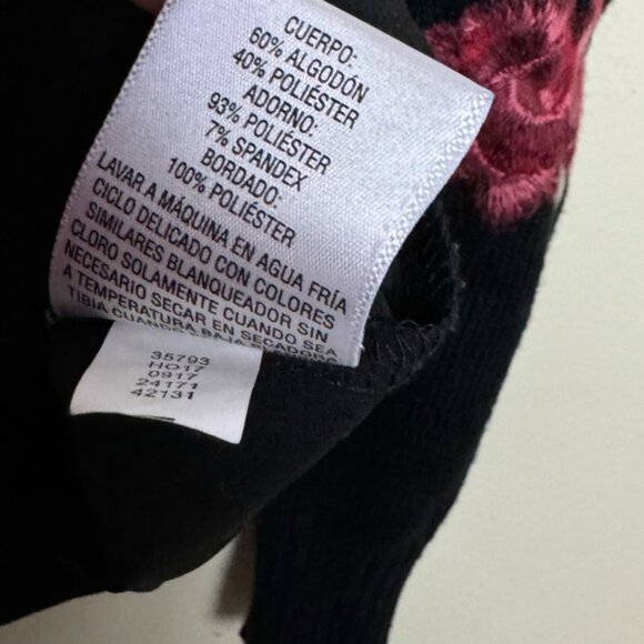 Style &Co Embroidered Flowers Mock Neck Sweater Shirt Layered Cotton Blend Top L - Picture 12 of 16